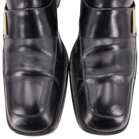 Gucci Italian Luxury Dress Shoes Mens size 10.5 Black Leather Square-toe Loafers - Picture 2 of 11